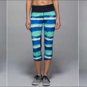 Lululemon 6 Pace‎ Pusher Crop Brush Strokes Luxtreme *Reflective*